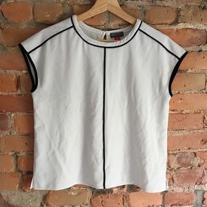 Vince Camuto sleeveless blouse with black piping